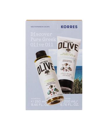 Korres Olive & Sea Salt Personal Care Set | Vegan Shower Gel & Bodymilk for Men & Women | International Shipping - Buy Online on GoSupps.com