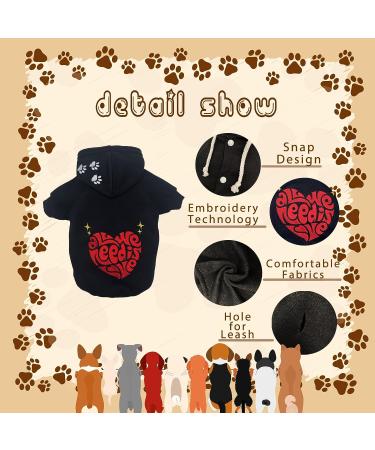 Fashion Dog Hoodie for Medium and Small Dogs | Cute Embroidered Patterns | All We Need Is Love - Buy Online on GoSupps.com