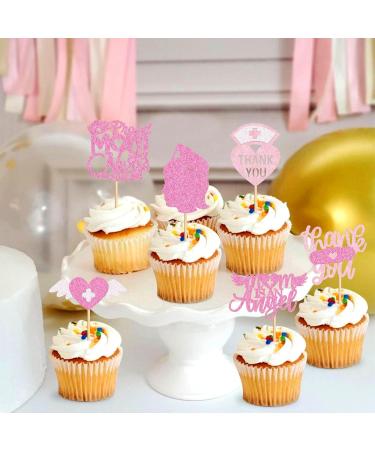 Cyodoos 24Pcs Nurse Cupcake Toppers Nursing School Graduation Cupcake Picks for Medical Rn Nurse Grad Themed Birthday Party Doctor Nurse Theme Party Supplies Pink - Buy Online on GoSupps.com