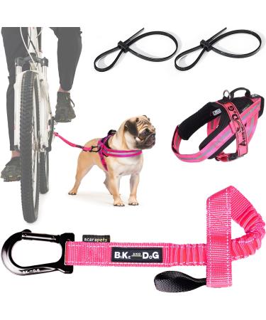 Bike and Dog - dog leash and dogs for the bike dishes with 3 rings 2 of which side including 2 special bicycle bridles.Patented.Dog leash and dog harness S pink - Buy Online on GoSupps.com