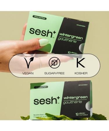 Sesh+ Nicotine Gum Wintergreen 100 Pieces 4mg Per Piece - Help Quit Smoking Discreet Usage Long Lasting Flavour Smokeless Stain Free 10 Pack - Buy Online on GoSupps.com