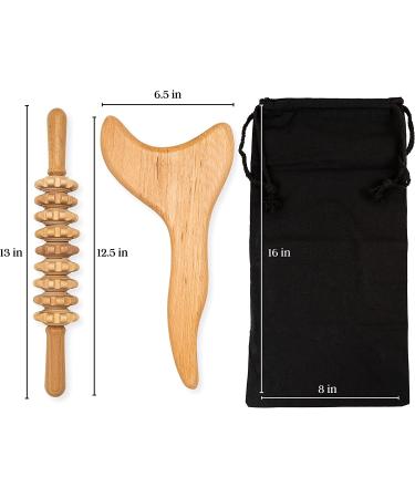 Wood Therapy Massage Tools Kit - Roller Stick, Gua Sha Body Contouring Tool - Maderotherapy Set for Lymphatic Drainage, Anti-Cellulite Body Sculpting - Buy Online on GoSupps.com