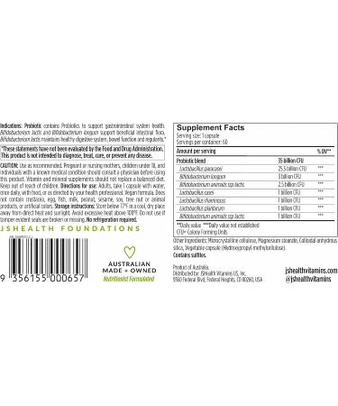 JSHealth Vitamins Gut Health and Immunity Formula | Probiotics for Women and Men | Shelf Stable Probiotic Supplement for Digestive Health and Immune Support (60) - Buy Online on GoSupps.com