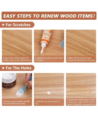 Wood Furniture Repair Kit - 6 Color Filler & Polish Wax for Scratches Cracks & Stains | Restore Hardwood Laminate Tables & More - Buy Online on GoSupps.com