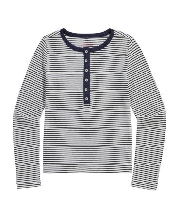 Vineyard Vines Girl's Ribbed Henley Shirt 2 Years Marshmallow