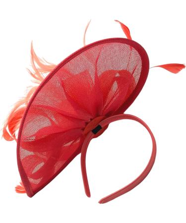 Ladies Feather Aliceband/Clip Fascinator Hat for Weddings Races Royal Ascot (Coral) - Buy Online on GoSupps.com