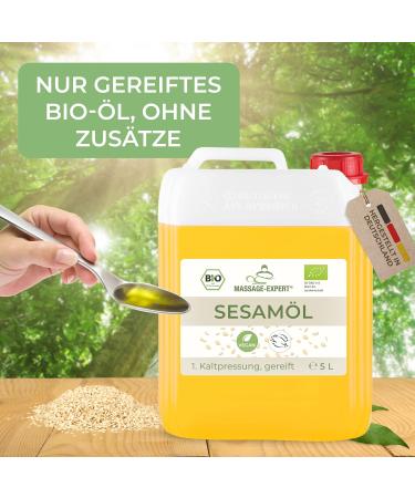 Buy Bio Cold-Pressed Sesame Oil for Massage Ayurveda & Skin Care - 5L Canister - Expert Quality - Buy Online on GoSupps.com