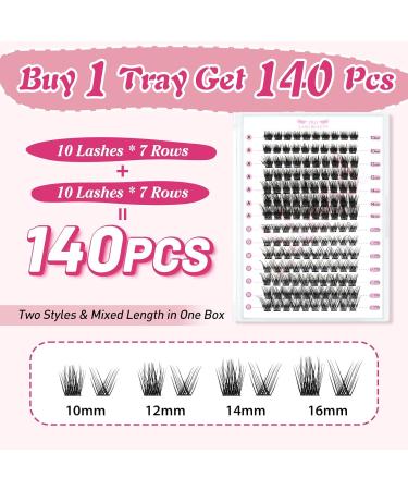 140 Pcs Lash Clusters 2 Styles Mixed Cluster Lashes DIY Eyelash Extensions Eyelash Cluster Extension DIY Individual Lashes Super Thin Band Soft and Easy to Wear (Demure+Blissfu D-Mix) 10-16mix Demure+Blissful - Buy Online on GoSupps.com