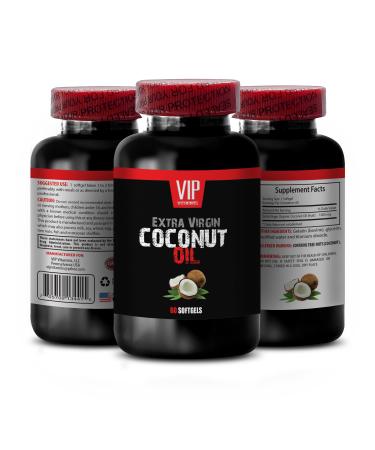 Extra Virgin Coconut Oil Softgels 3000mg - Coconut Weight Loss Diet Supplement coconut oil pills for memory coconut oil supplements coconut oil with mct natural coconut oil for skin 1 Bot 60 Gels