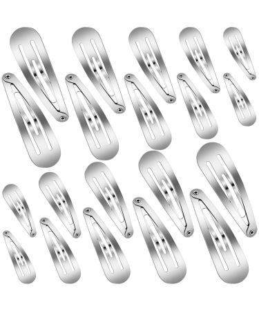 40 Piece Snap Hair Clips Women Large Metal Snap Hair Clips Nonslip Clip Hair Barrettes for Women Hair Pins for Girls Hair Accessories, 3.5 Inch, 3.1 Inch, 2.8 Inch, 2.4 Inch, 2 Inch (Silver)
