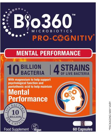 Natures Aid Bio360 Pro-Cognitiv 60 Capsules - Mental Performance Formula with 10 Billion Bacteria - Buy Online on GoSupps.com