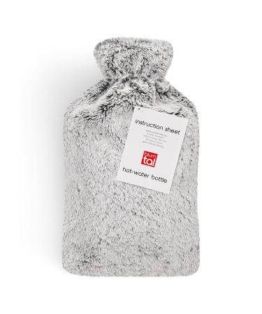 Blumtal Premium Hot Water Bottle - Soft Synthetic Fur Cover | Natural Rubber | Safe for Children & Babies | Luxury Gray Heating Pad - Buy Online on GoSupps.com