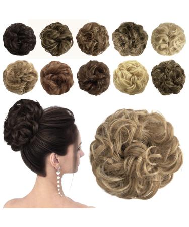 Sofeiyan hair part hair tie updos Unordered ponytail chignon wavy messy chignon hairstyles hair extensions for women strawberry blonde & bleached blonde mixed 60g strawberry blonde & bleached blonde mixed