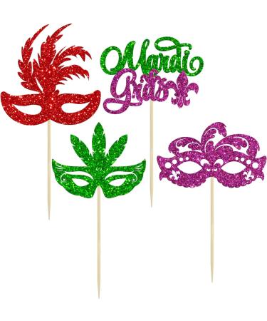 Gyufise 24Pcs Mardi Gras Cupcake Toppers Glitter Masquerade Masks Cupcake Pick Decorations Mardi Gras Party Baby Shower Birthday Cake Decorations Party Supplies Colorful 1 Multicolor - Buy Online on GoSupps.com
