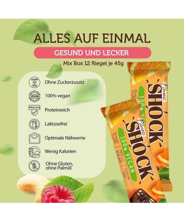 Fitnesshock Vegan Protein Bars Low Carb Sugar-Free Oat Protein & Nuts 12x45g Orange Flavor Lactose & Palm Oil Free - Buy Online on GoSupps.com
