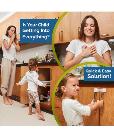 Child Safety Strap Locks (10 Pack) - Secure Cabinets, Drawers, Toilet, Fridge & More - Easy Installation, No Drilling - 3M Adhesive Pads - White/Gray - Buy Online on GoSupps.com