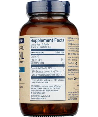 Wiley's Finest Wild Alaskan Fish Oil - Peak EPA 1250 mg | 120 Softgels - Buy Online on GoSupps.com