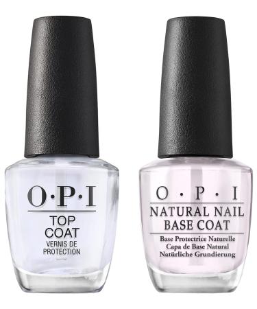 OPI Nail Polish Top Coat Protective High-Gloss Shine 0.5 Fl Oz OPI Nail Polish Base Coat Natural 0.5 Fl Oz