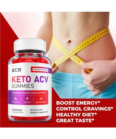 (2 Pack) Ace Keto Gummies - Advanced Weight Loss Formula with Apple Cider Vinegar - Vegan ACV Gummies for Keto Diet - 120 Gummies - Buy Online on GoSupps.com