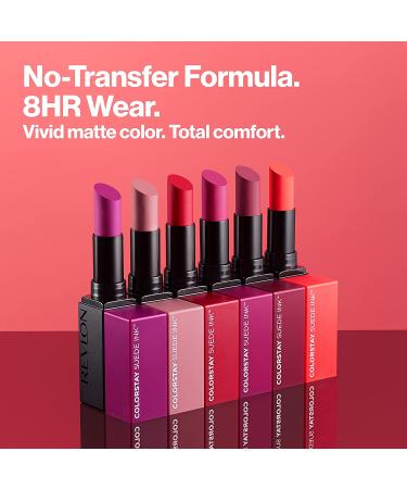 Revlon ColorStay Suede Ink Lipstick with Built-in Primer, Vitamin E Infused, Waterproof, Smudgeproof, Matte Color - 008 That Girl - Buy Online on GoSupps.com