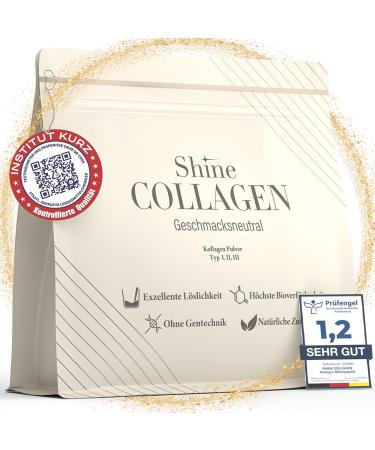 Shine Premium Collagen - 100% Pure Collagen Peptides Type 1, 2, 3 Hydrolyzed Powder Highly Soluble Taste-Free Anti-Aging For Skin, Hair & Joints - Taste Neutral (500g)