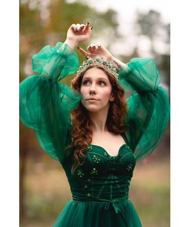 SWEETV Emerald Green Bridal Crown Princess Tiara Headband - Costume Party Accessories - Buy Online on GoSupps.com