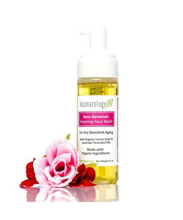 Buy Organic Rose Geranium Foaming Facial Wash for Aging Skin | 6 fl oz - Anti-Aging Skincare - Buy Online on GoSupps.com