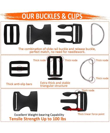 2 Inch Buckles Straps Set  6 Yards Nylon Webbing Straps with 6 Pcs Quick Side Release Plastic Buckle Dual Adjustable and 12 Pcs Tri-Glide Slide Clip + 6 Pcs Metal D Rings  No Sewing Required - Buy Online on GoSupps.com