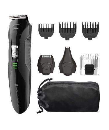 Remington All-in-One Grooming Kit, Lithium Powered, 8 Piece Set with Trimmer, Men's Shaver, Clippers, Beard and Stubble Combs, PG6025, Black