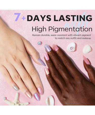 Modelones Nail Polish Set-6 Colors Pearl Aurora Iridescent Shimmer White Pink Purple Nail Polish Quick Dry Nail Polish Finger Nail Polish Bulk Manicure Diy Nail Art Salon Home - Buy Online on GoSupps.com