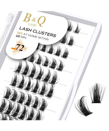 Cluster lashes 72 Clusters B&Q Lash Clusters D Curl Individual Cluster Lashes Natural Eyelash Clusters DIY Lash Extensions Soft Fluffy Cluster Eyelash Extensions (B38 D-10mm) D-10 mm B 38