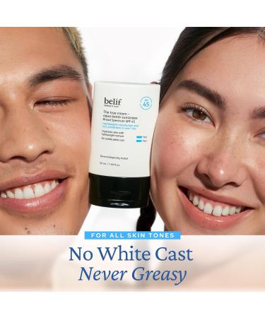 belif Aqua Bomb SPF 45 Hydrating Niacinamide Sunscreen (1.69 fl. oz) - The True Cream PA++++ Daily Broad Spectrum No White Cast Weightless & Invisible Non-Greasy Korean Skincare | Hydrating Niacinamide The True Cream  - Buy Online on GoSupps.com
