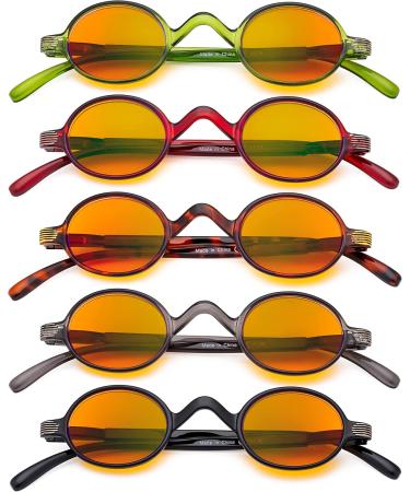 Eyekepper 5 Pack Small Round Blue Light Blocking Reading Glasses +3.00 - Orange Tinted Computer Readers for Eye Protection - Buy Online on GoSupps.com