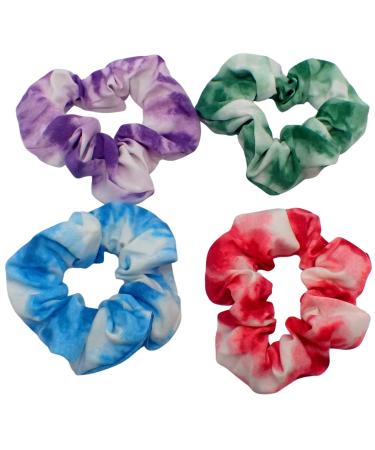 Topkids Accessories 4pc Scrunchies for Girls and Women Hair bobbles for Women Hair Ties Hair Scrunchies Hair Accessories Elastic Hair Bands for Women (Tie Dye)