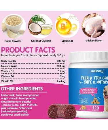 Flea and Tick Prevention Chewable 120 PCS - All Natural Dog Control Chews - Oral Supplement for Dogs of All Breeds and Ages - Buy Online on GoSupps.com