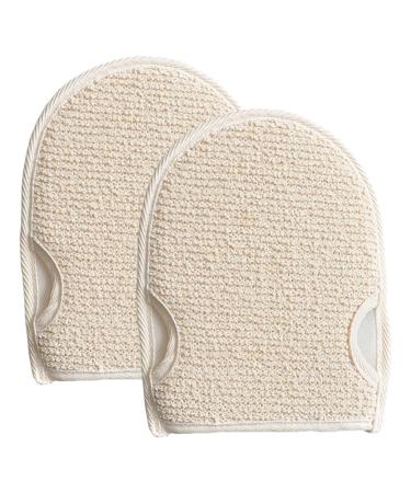 2 pieces of peeling glove shower sponge for peeling from hemp & linen shower sponge for peeling/body scrub double -sided shower gloves linen massage shoe for body washer body peel tools beige