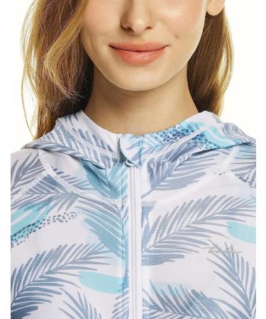 TSLA Women's UPF 50+ Zip Front Rash Guard Hoodie - Colorful Palm, Medium - Buy Online on GoSupps.com