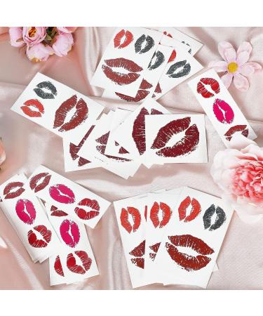 Red Lips Temporary Tattoo Stickers - 55 Sheets (145Pcs) | Self-Adhesive & Water-Proof | Perfect for Valentine's Day Decor | Ideal for Women & Girls - Buy Online on GoSupps.com