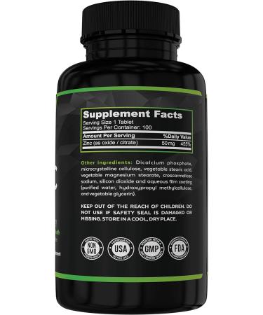 Zinc 50mg Immune Support Supplement - 100 High Potency Tablets | Supports Immune & Reproductive Health, Skin Vision Energy, Cell Growth, DNA Formation | Antioxidant Properties - Buy Online on GoSupps.com