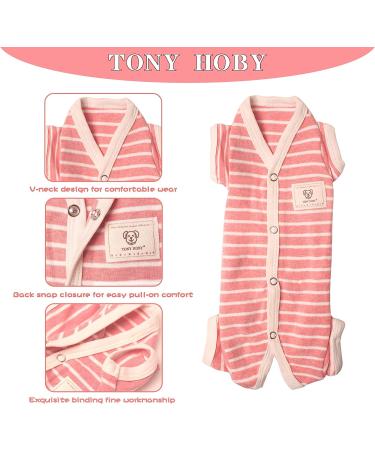 TONY HOBY Striped 4-Legged Dog Pajamas in Pink & White - Size L (Chest 18, Back 14) - Buy Online on GoSupps.com