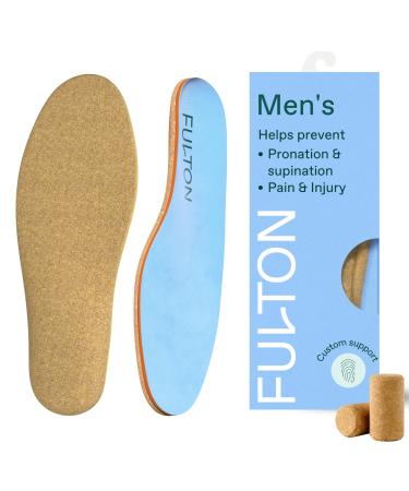 Fulton Men's Shock Absorbing Insoles with High Impact Arch Support - Custom Molding Cork Inserts Alleviate Plantar Fasciitis & Foot Fatigue- Athletic Running Insoles for Men (Men's Size 13.5-14) Men's Wide 13.5-14 Men's Athletic