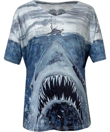 UIKMNH Women's Shark Print Kaftan T-Shirt - Grey, Size XL - Buy Online on GoSupps.com