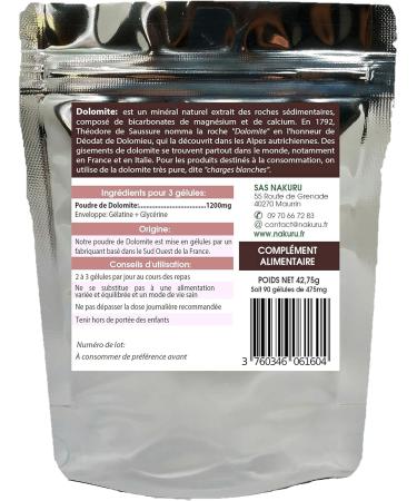 NAKURU | Dolomite | Relax Range | Made in France | The Mineral of the Gods! | (90 Capsules of 475mg / Net Weight: 42.8g) - Buy Online on GoSupps.com