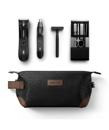 MANSCAPED The Tool Box 4.0 Contains: The Lawn Mower 4.0 Electric Trimmer Weed Whacker 2.0 Nose & Ear Hair Trimmer The Plow 2.0 The Shears Four Piece Nail Kit The Shed Toiletry Bag