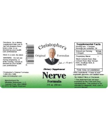 Christopher's Original Formulas Nerve Formula, Natural Herbal Supplement, 2 oz - Buy Online on GoSupps.com
