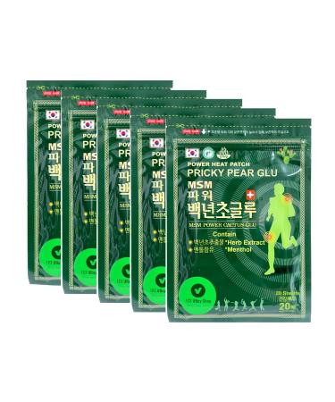 Korea Herbal Power Glu Cactus Patch - 5 Package/100 Heat Patches (5.2" x 3.7")
