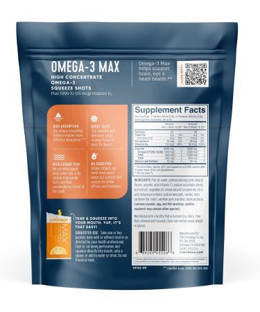Coromega MAX Omega-3 Fish Oil 2400mg | 30 Citrus Burst Packets | Superior Absorption & Anti-Inflammatory Support - Buy Online on GoSupps.com