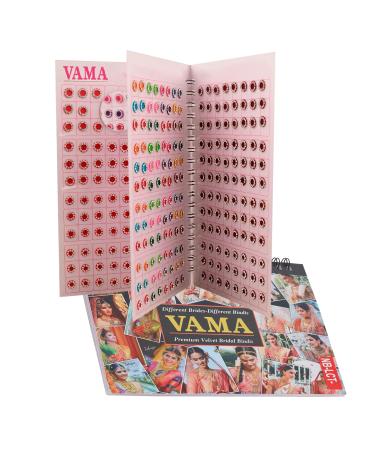 VAMA Forehead Kumkum Gold & White Stone Multicolour Bindi Booklet For Women & Girls (Stone Bindi Book - 376 Bindis) Multicolor