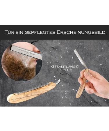 Solingen Bartometer Razor Set - Premium Men's Shaving Knife with Replaceable Blades - Olive Wood Professional Beard Care - Buy Online on GoSupps.com