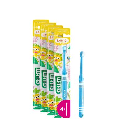 GUM baby toothbrush | extra small head for baby's mouth | soft bristles | longer handle | for 0-2 years | 4 x 1 piece